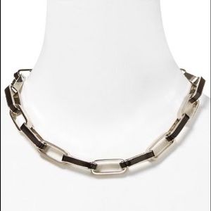 Marc by Marc Jacobs Turnlock Enamel Link Necklace black & silver, 18”